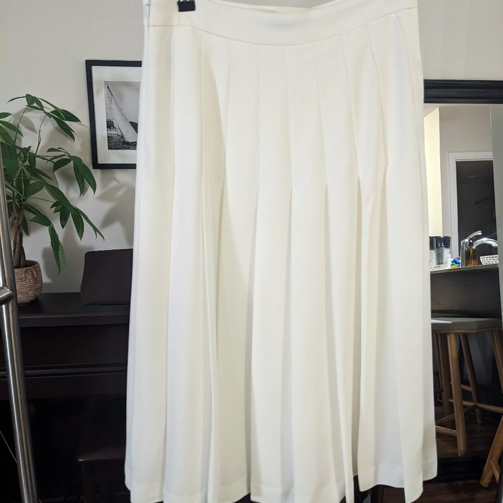 Babaton - White Pleated Midi Skirt - Size S